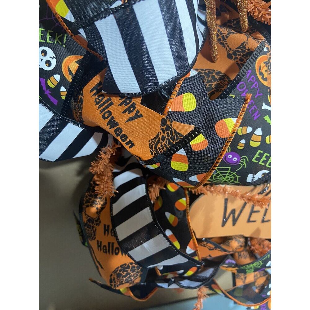 Halloween Deco Mesh Wreath~Skull, Spiders~Large~Front Door~Handmade - Picture 5 of 7